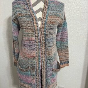 MARGEAUX & ELLIE Open Front Cardigan Sweater Long Sleeved Multi Color Size S 520